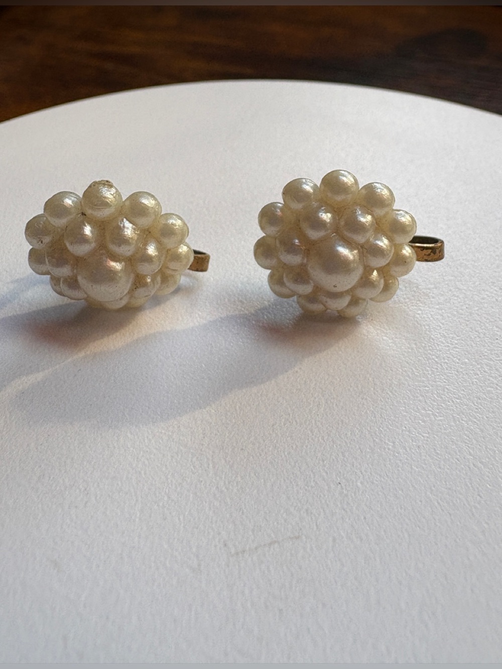Vintage Pearl-Faux Cluster Clip-On Earrings - Cream